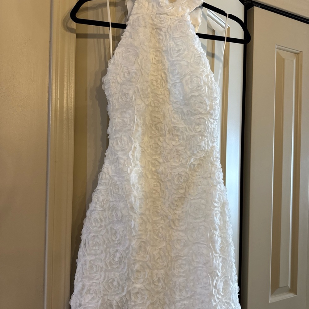 12th Tribe White Rosette Backless Dress